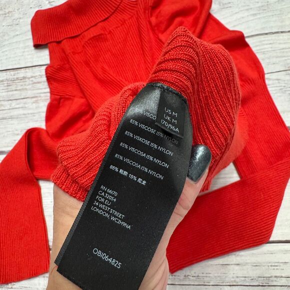 Anthropologie Cecilia Puff-Sleeved Turtleneck Puffsleeve Sweater M Red - Picture 7 of 9